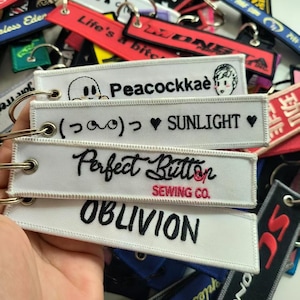 Custom Embroidered Keychain: Personalized Flight Tag