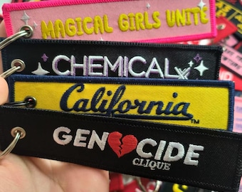 Custom Embroidered Keychain: Personalized Jet Tag, Double-Sided