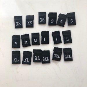 Satin Woven Clothing Size Labels: XS-3XL