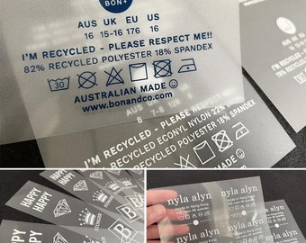 100 Custom Iron On Tagless Labels: Heat Transfer Vinyl