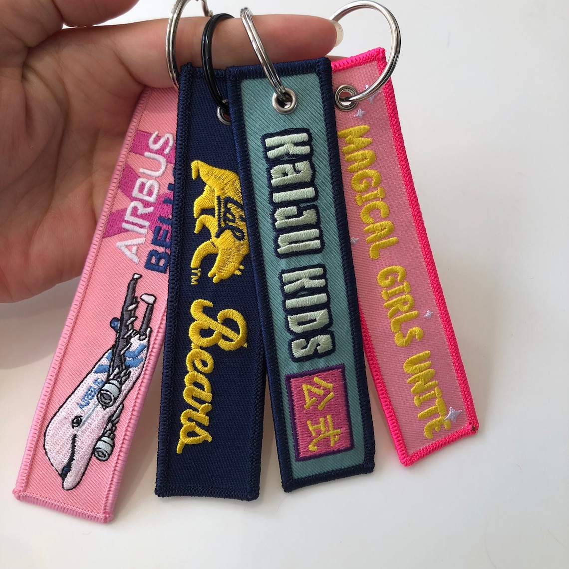 Custom Embroidered Keychain: Personalized Fabric Key Tag - Etsy
