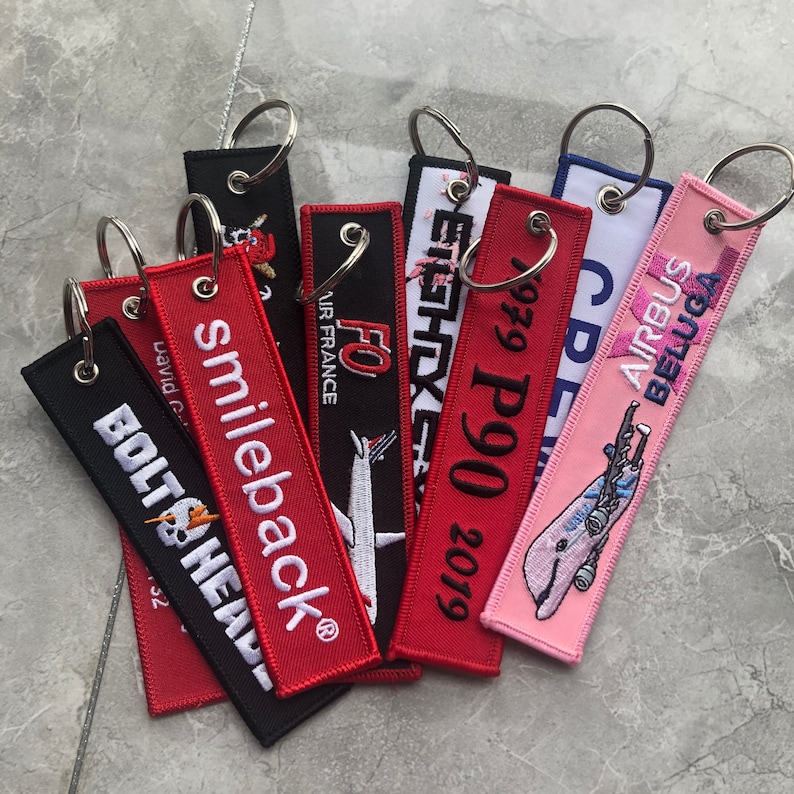 Custom Embroidered Keychain Custom Remove Before Flight Key Etsy UK