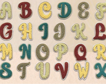 2.75&quot; hight letter chenille patch, custom chenille patches, custom iron on towel embroidery patch, sew on chenille patch letters