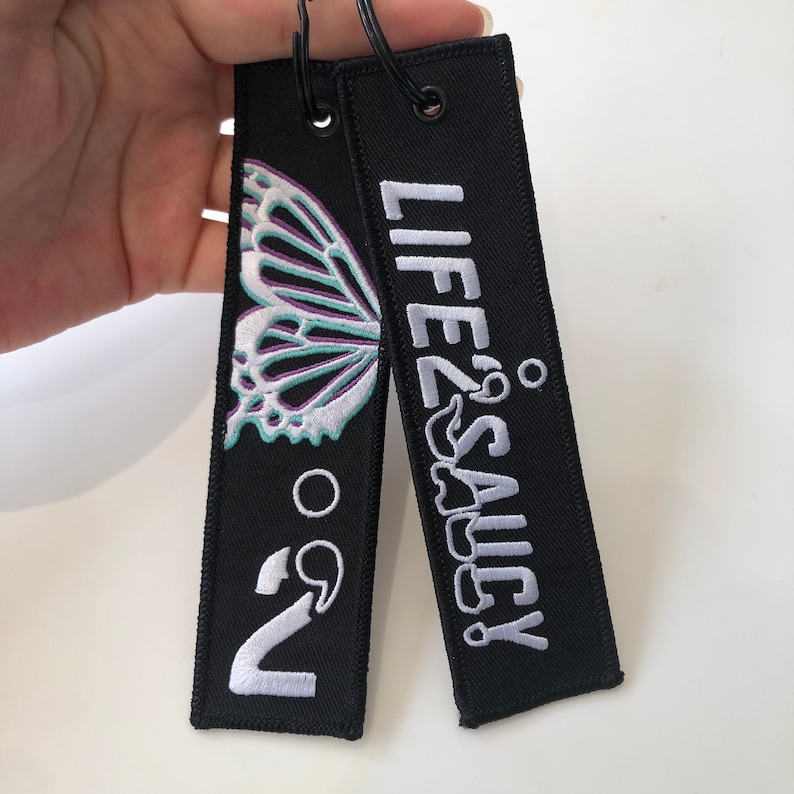 Custom Embroidered Keychain: Personalized Fabric Key Tag - Etsy