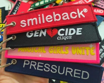 Custom Embroidered Keychain: Personalized Double-Sided Jet Tag