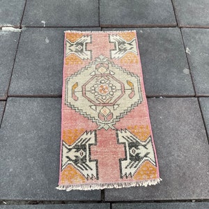 1x3 Doormat rug, Red Area Rug, Turkısh Small Rug, Oriental Rug, Boho Rug, Home Decor Rug, Vintage Rug, Kitchen Rug, Bedroom Rug, 1x3 Red Rug