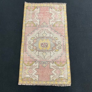 1x3 Red Door Mat, Handmade Rug, Kitchen Rug, Bedroom Rug, Home Decor Rug, Antique Rug, Mini Rug, 1x3 Small Area Rug, 1x3 Knotted Rug, 1x3
