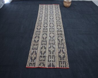パッチワークのトルコ製ランナーラグ：2x12インチのヴィンテージ