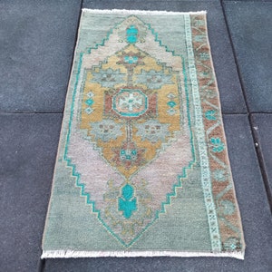 Small Turkish Rug, Small Rug Runner, Pink Oushak Rug, Rug, Black Rug, Brown Mini Rug for Bedroom, Kitchen Rug, Small Kilim Rug