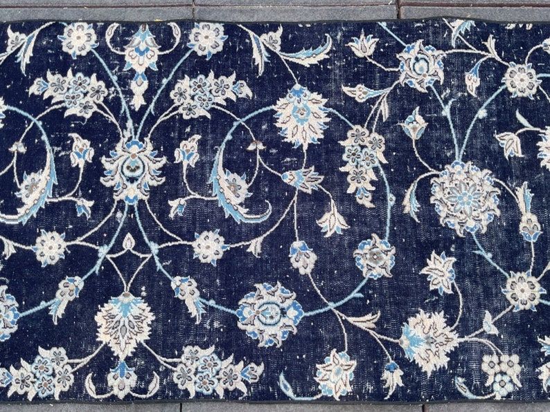 3x13 Blue Persian Rug 3x13 Persian Rug 3x13 Hamadan Rug Etsy