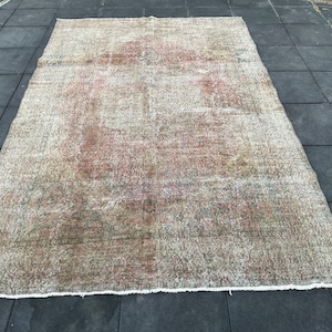 7x11 Oushak Rug: Vintage Turkish Wool Area Rug