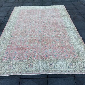 7x11 Vintage Rug, Red Turkish Area Rug, Bedroom Rug, Neutral Rug, Oushak Carpet, Living Room Rug, Boho Rug, Antique Rug, Rare Rug