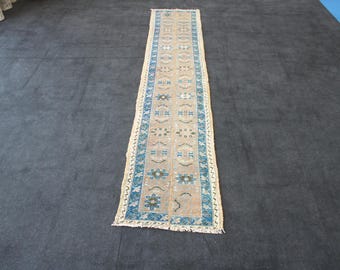 パッチワークのトルコ製ランナーラグ：2x12インチのヴィンテージ