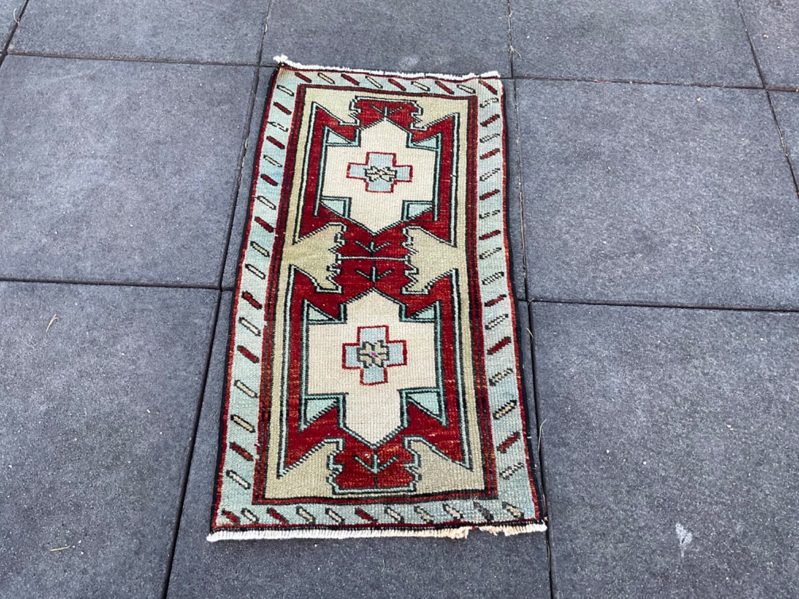 Handmade 1x3 Turkish Wool Rug: Vintage Red Door Mat - Etsy