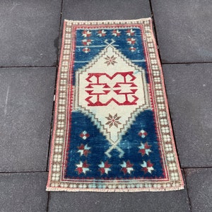 2x3 Blue Door Mat Rug, Oriental Rug, Handmade Rug, Oushak Door Mat, Kitchen Rug, Bedroom Rug, Bathroom Rug, 2x3 Natural Rug, 2x3 Wool Rug