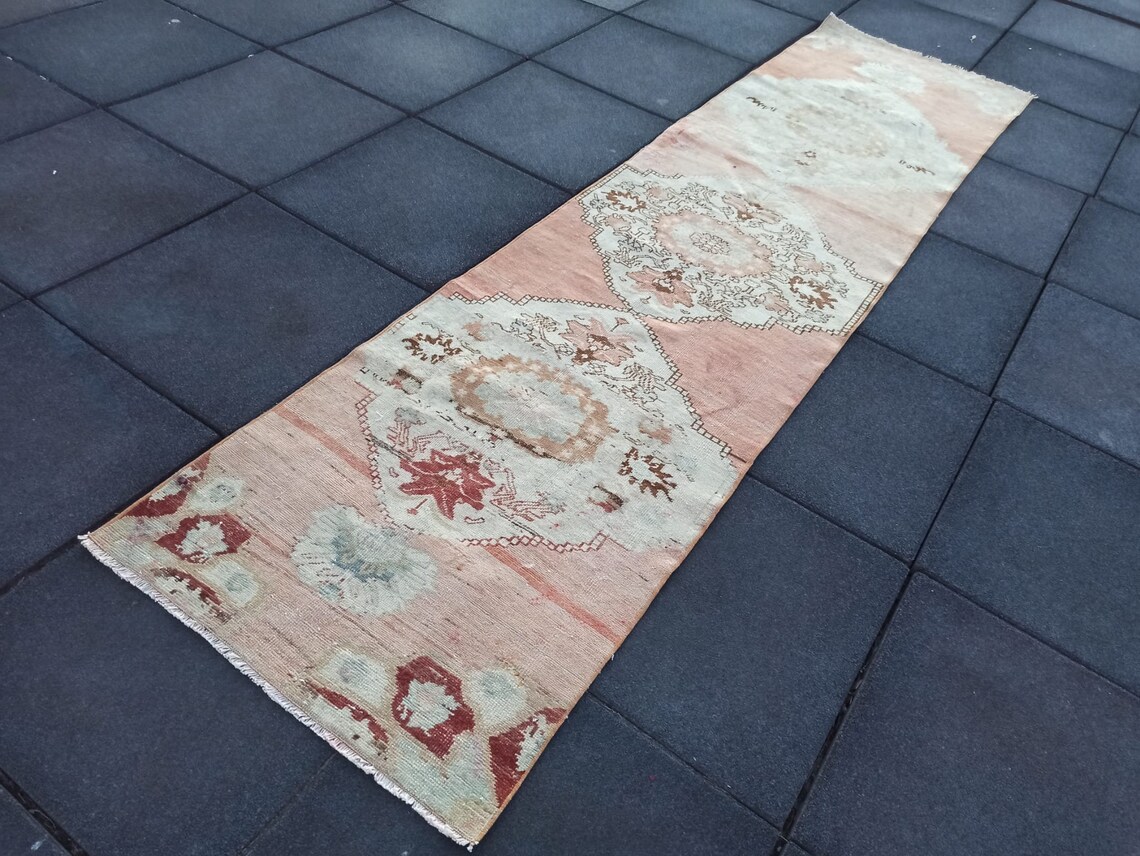 2x9 Pink Runner Rug Vintage Runner Rug 2x9 Antique Runner Etsy