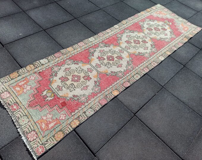 Red Runner Rug, Vintage Runner Rug, Oushak Runner Rug, Turkish Runner