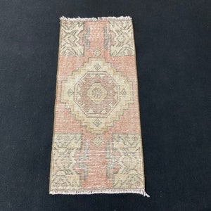 1x3 Rug, Handmade Rug, Kitchen Rug, Oriental Rug, Home Decor Rug, 1x3 Knotted Rug, 1x3 Boho Decor Rug, 1x3 Red Rug, Faded Rug,Small Area Rug