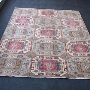5x7 Neutral Oushak Rug, Handmade Rug, Oriental Rug, Wool Rug, Antique Rug, Kitchen Rug, Bedroom Rug, Turkish Area Rug, Washable Rug, 5x7 Rug