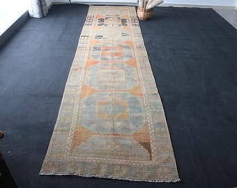 Dywan 3x14 Extra Long, pomarańczowo-czarny, turecki, vintage, schody, korytarz, 3,3x14,2 stopy