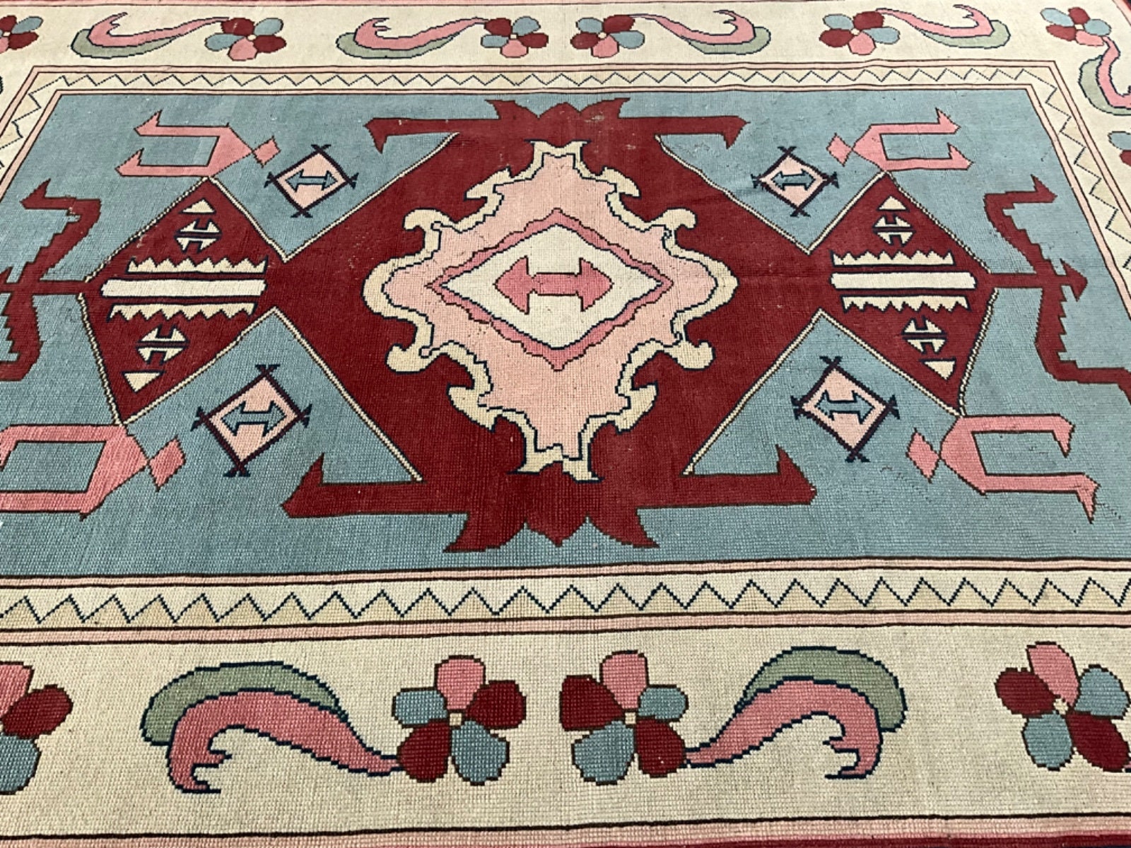 6x8 Vintage Turkish Area Rug: Blue Oriental Handmade Wool Carpet