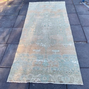 Runner Rug, 3x8 Runner Rug, Vintage Rug, Turkish Rug, Handmade Rug, Wool Rug, Faded Rug, Muted Rug, Orange Beige Rug, 3x8, Oushak Runner