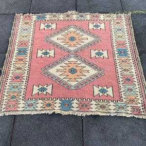 Small 4x3 Handmade Kazak Geometric Rug Caucasian Hand Knotted Handwoven  Woolen