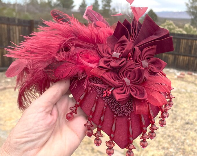 1880's Victorian/civil War Handcrafted Crimson Red Buckram Teardrop Hat ...