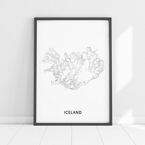 Iceland Map Print, Iceland Map Art, Iceland Map Poster, Country Map, Black and White, Modern Minimalist, Office Decor, Printable Wall Art