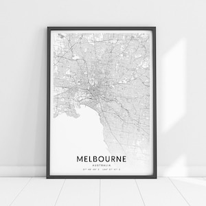Melbourne Map Print, Melbourne Art Poster, Australia Map, City Street Map Print, Black & White, Modern Wall Art, Office Decor, Printable Art