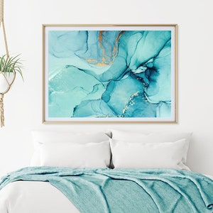 Impresión abstracta, Pintura abstracta turquesa, Arte mural verde azulado, Decoración de pared de mármol, Arte del cartel, Arte contemporáneo moderno, Regalo, Arte imprimible
