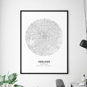 Adelaide Map Print, Adelaide Australia Map Art Poster, City Street Road Map Print, Modern Minimalist, Home Office Decor, Printable Wall Art