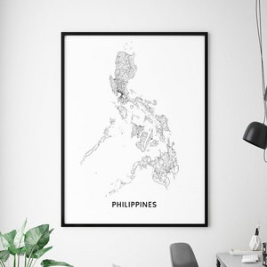 Philippinen Karte Druck, Philippinen Karte Wandkunst, Land Karte Poster, schwarz & weiß, modern minimalistisch, Home Office Dekor, druckbare Wandkunst