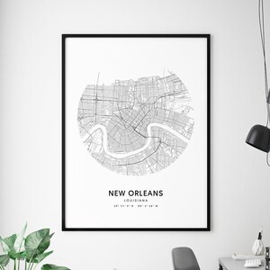 New Orleans Karte Druck, New Orleans Louisiana Karte Kunst Poster, Stadt Straße Karte Druck, moderne minimalistisch, Büro Dekor, druckbare Wandkunst