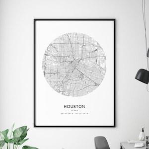 Houston Map Print, Houston Texas USA Map Art Poster, City Street Road Map Print, Modern Minimalist, Home Office Decor, Printable Wall Art