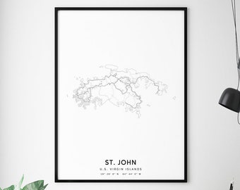 Saint John Map Print, Saint John US Virgin Islands Map Art Poster, Saint John US VI Map, Modern Wall Art, Home Office Decor, Printable Art