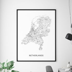 Niederlande Karte Druck, Niederlande Wandkunst, Niederlande Karte Poster, Land Karte schwarz & weiß, moderne Wandkunst, Büro Dekor, druckbare Kunst