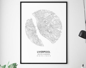 Liverpool Map Print, Liverpool England, United Kingdom Map Art Poster, City Street Map, Modern Minimalist, Office Decor, Printable Wall Art