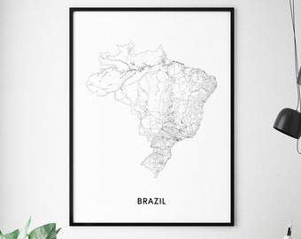 Old Brazil Physical Map 1886 Vintage Brazilian Relief Atlas Poster - Etsy