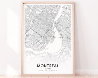 Montreal Map Print, Montreal Canada Map Art Poster, City Street Map Print, Black & White, Modern Wall Art, Home Office Decor, Printable Art