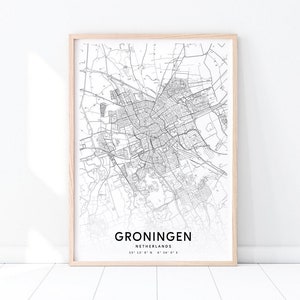 Groningen Karte Druck, Niederlande Karte Kunst Poster, Stadt Straße Karte Druck, moderne Wandkunst, Home Office Dekor, Hochzeitsgeschenk, druckbare Kunst