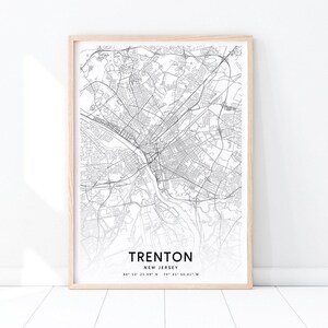Trenton Map Print, Trenton New Jersey Map Art Poster, City Street Road Map Print, Modern, Minimalist, Home Office Decor, Printable Wall Art