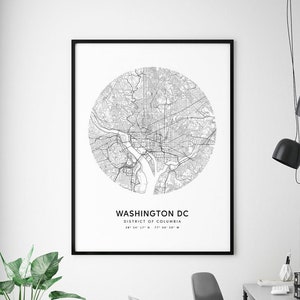 Washington DC Map Print, District of Columbia USA Map Art Poster, City Street Road Map Print, Modern Wall Art, Office Decor, Printable Art