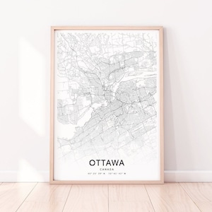 Ottawa Map Print, Ottawa Canada Map Art Poster, City Street Road Map Print, Black & White, Modern Wall Art, Home Office Decor, Printable Art