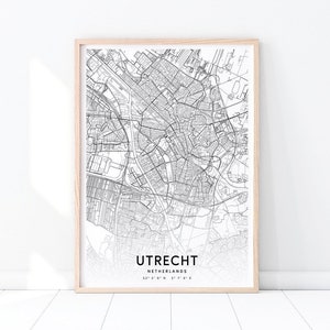 Utrecht Kaart Afdrukken, Nederland Kaart Kunst Poster, Stad Street Map Prints, Zwart Wit, Modern Minimalistisch, Home Office Decor, Afdrukbare Kunst aan de Muur