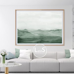 Imprimé abstrait, affiche abstraite, imprimé aquarelle vert sauge, art contemporain, art mural moderne, décor neutre de chambre à coucher, cadeau, art imprimable