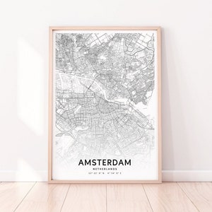 Amsterdam Kaart Print, Amsterdam Art, Holland Map Art Poster, Street Road Map Print, Modern Wall Art, Office Decor, Printable Art