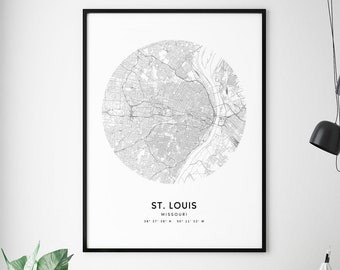 St. Louis Map Print, St Louis Missouri Map Art Poster, City Street Road Map Print, Modern Minimalist, Home Office Decor, Printable Wall Art