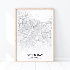 Stampa mappa Di Green Bay, Wisconsin Map Art Poster, City Street Road Map Print, Nero & Bianco, Modern Wall Art, Home Office Decor, Arte stampabile