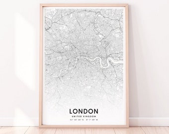 London Map Print, London Art, England UK, United Kingdom Map Art Poster, Street Road Map Print, Modern Wall Art, Office Decor, Printable Art